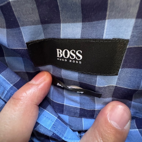 Hugo Boss Blue Checkered Casual regular Fit Button Down Shirt - Picture 2 of 10